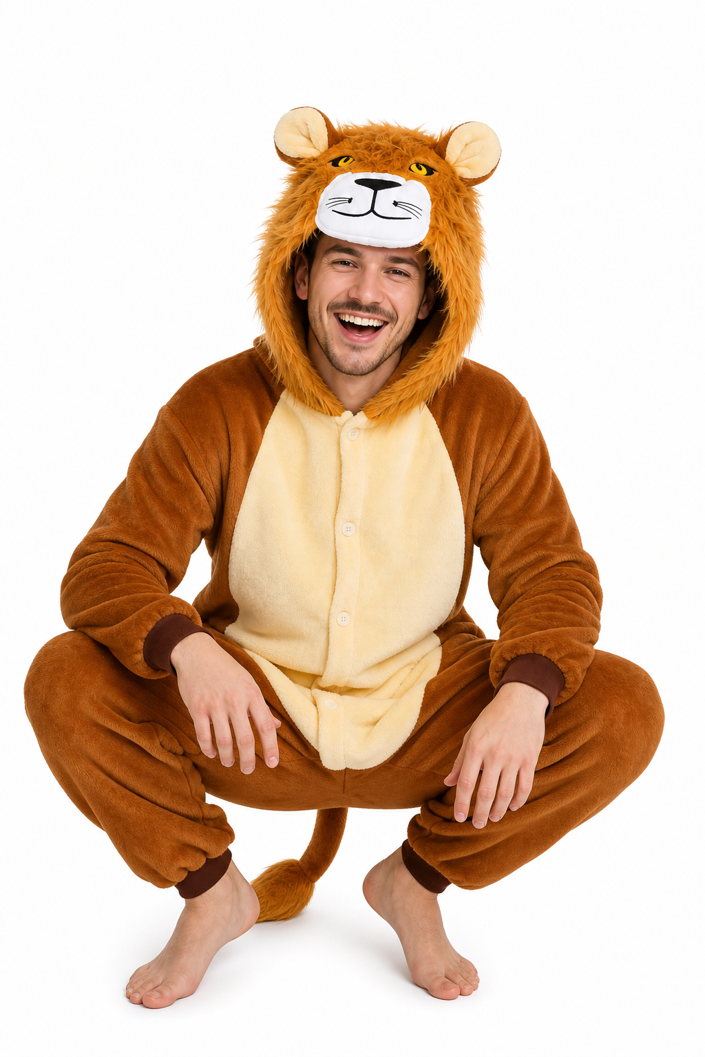 Adult Plush Brown Lion Onesie with Fluffy Mane - Image 5