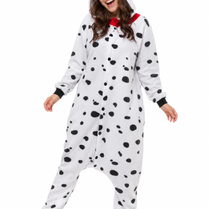 Adult Dalmatian Dog Plush Kigurumi with Red Collar