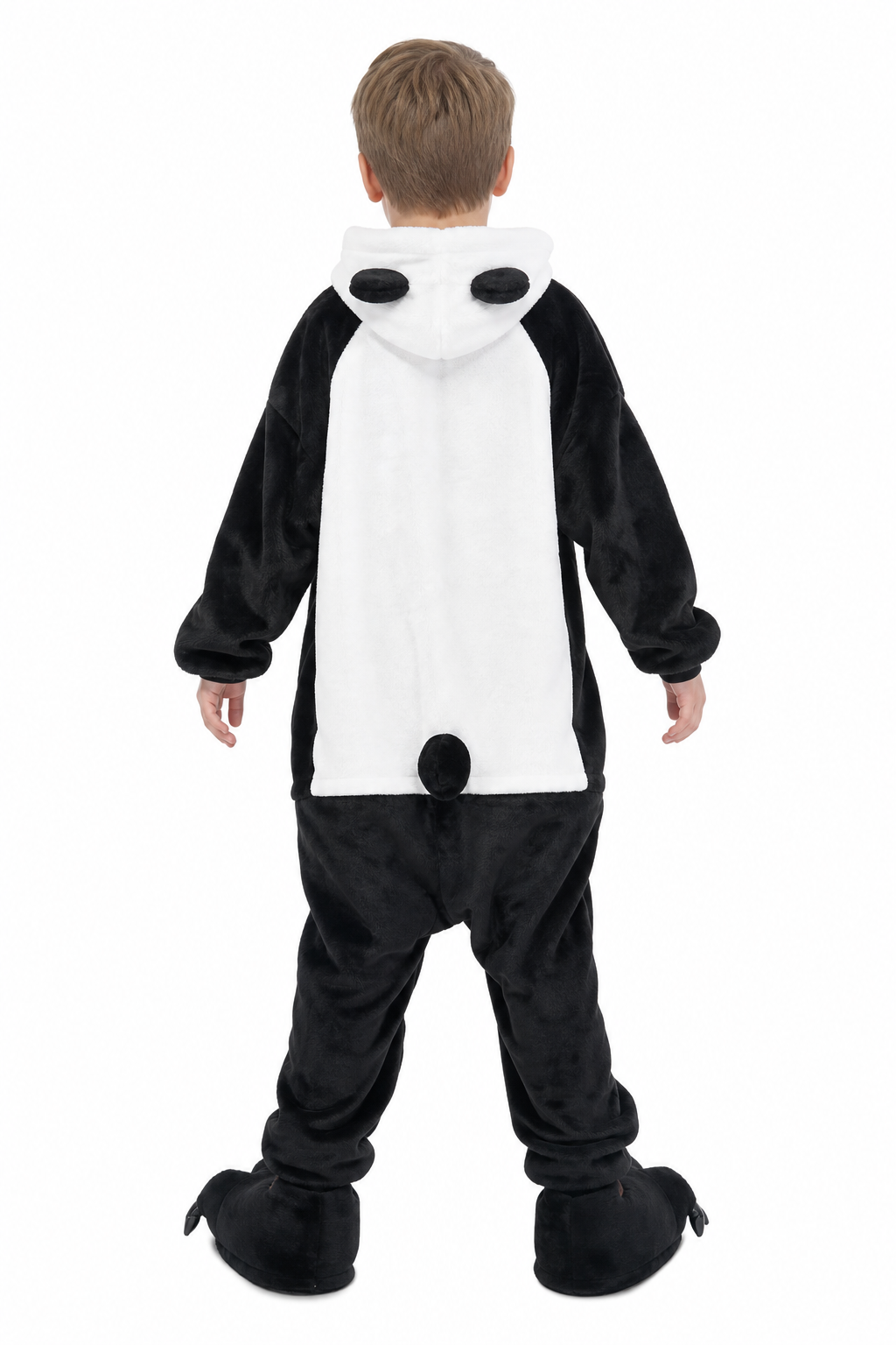 Kids' Hooded Black and White Panda Kigurumi Onesie - Image 4