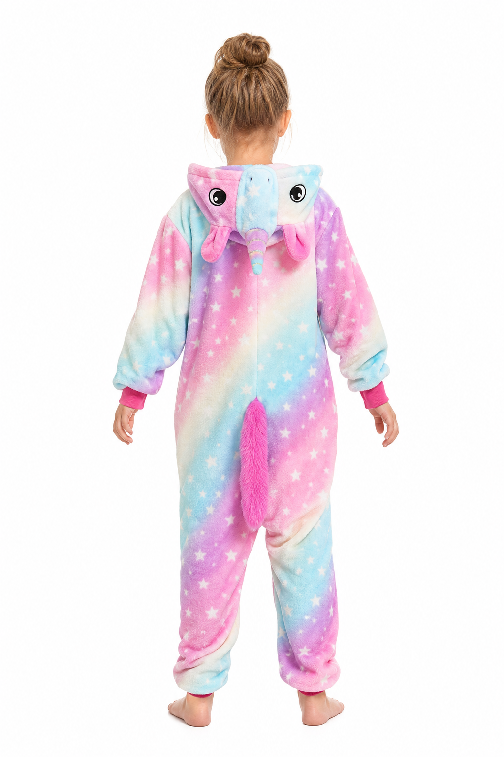 Kids' Hooded Pastel Tie-Dye Star Unicorn Kigurumi Onesie - Image 4
