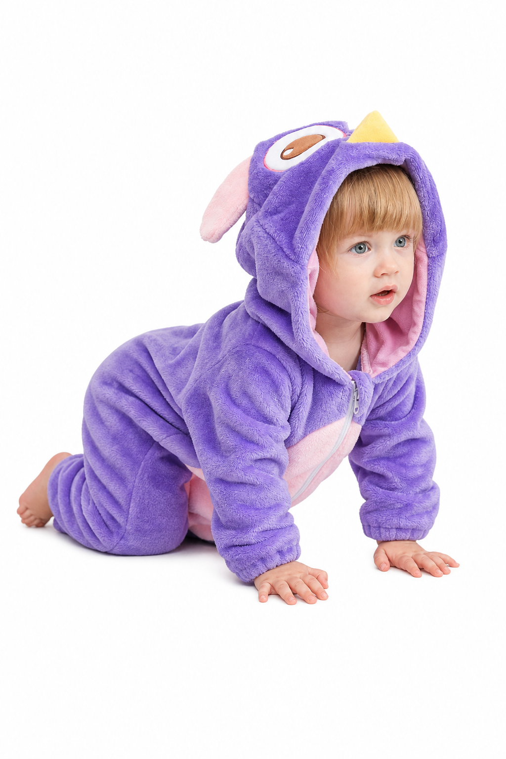 Baby Purple Plush Dragon Kigurumi Onesie with Pink Belly - Image 2