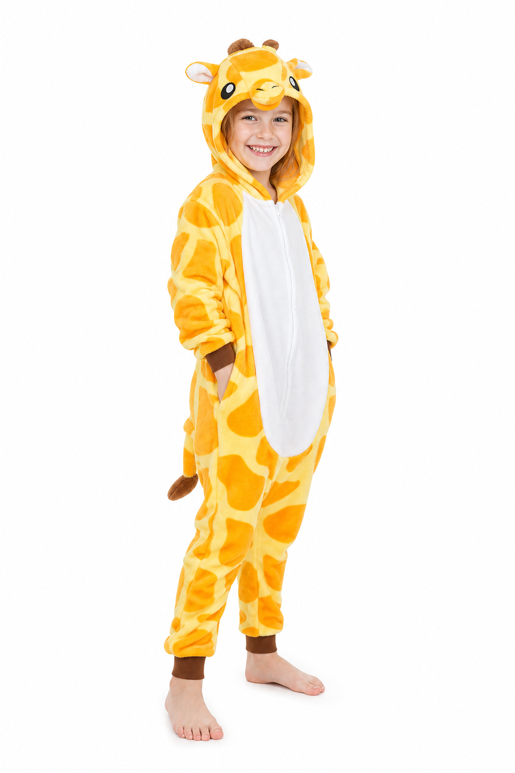 Kids' Hooded Orange Giraffe Kigurumi Costume Onesie - Image 3