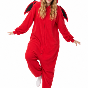 Adult Red Devil Hooded Kigurumi with Wings