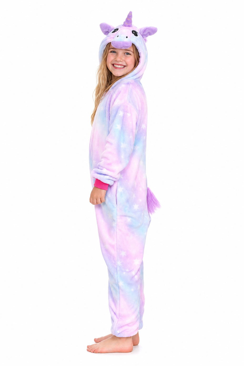Kids' Hooded Pastel Galaxy Tie-Dye Unicorn Kigurumi Onesie - Image 2