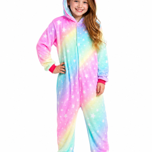 Kids' Rainbow Star Unicorn Plush Onesie