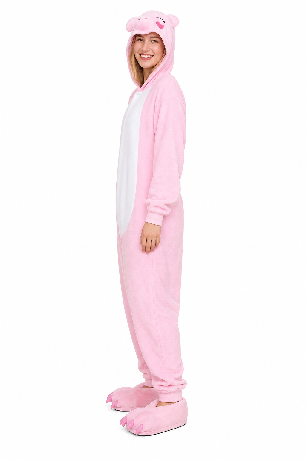 Adult Hooded Pink Pig Kigurumi Onesie - Image 2