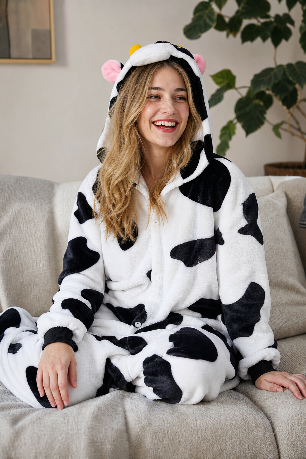 Adult Cow Kigurumi Onesie with Horns - Image 6
