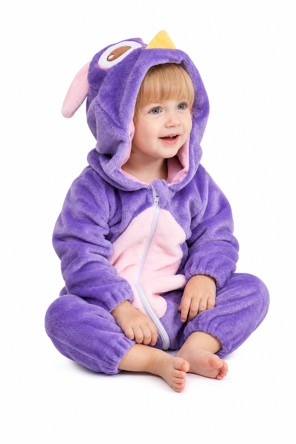 Baby Purple Plush Dragon Kigurumi Onesie with Pink Belly - Image 3