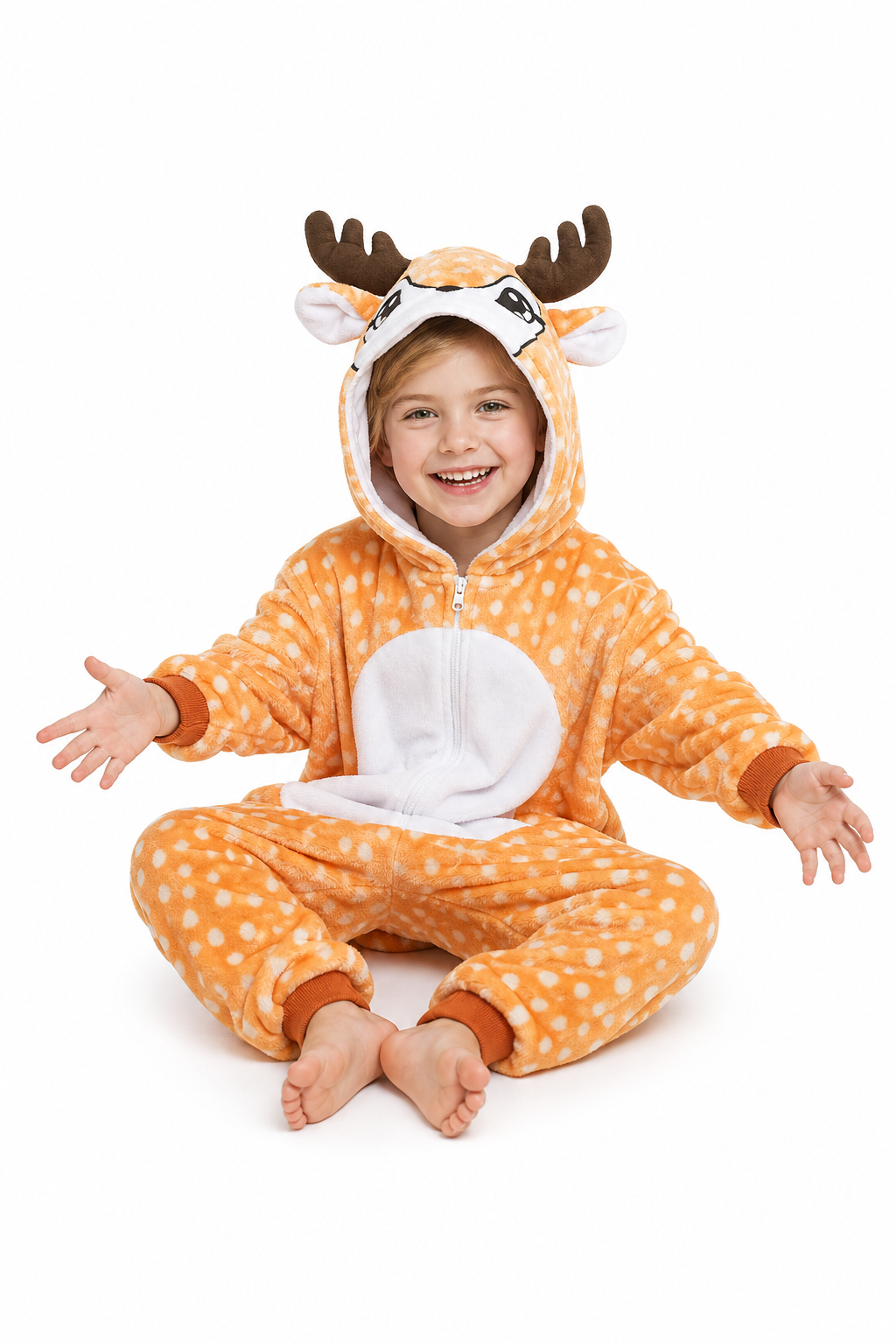 Kids' Hooded Caramel Deer Kigurumi Costume Onesie - Image 5
