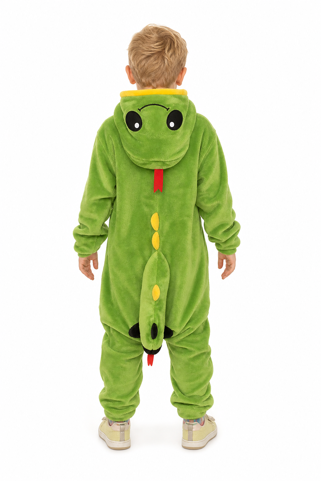 Kids' Hooded Green and Yellow Snake Kigurumi Onesie - Image 4