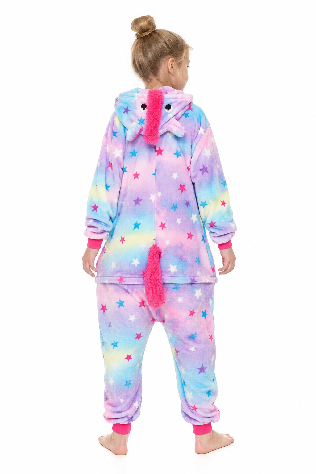 Kids' Hooded Pastel Multicolor Star Unicorn Kigurumi Costume Onesie - Image 4