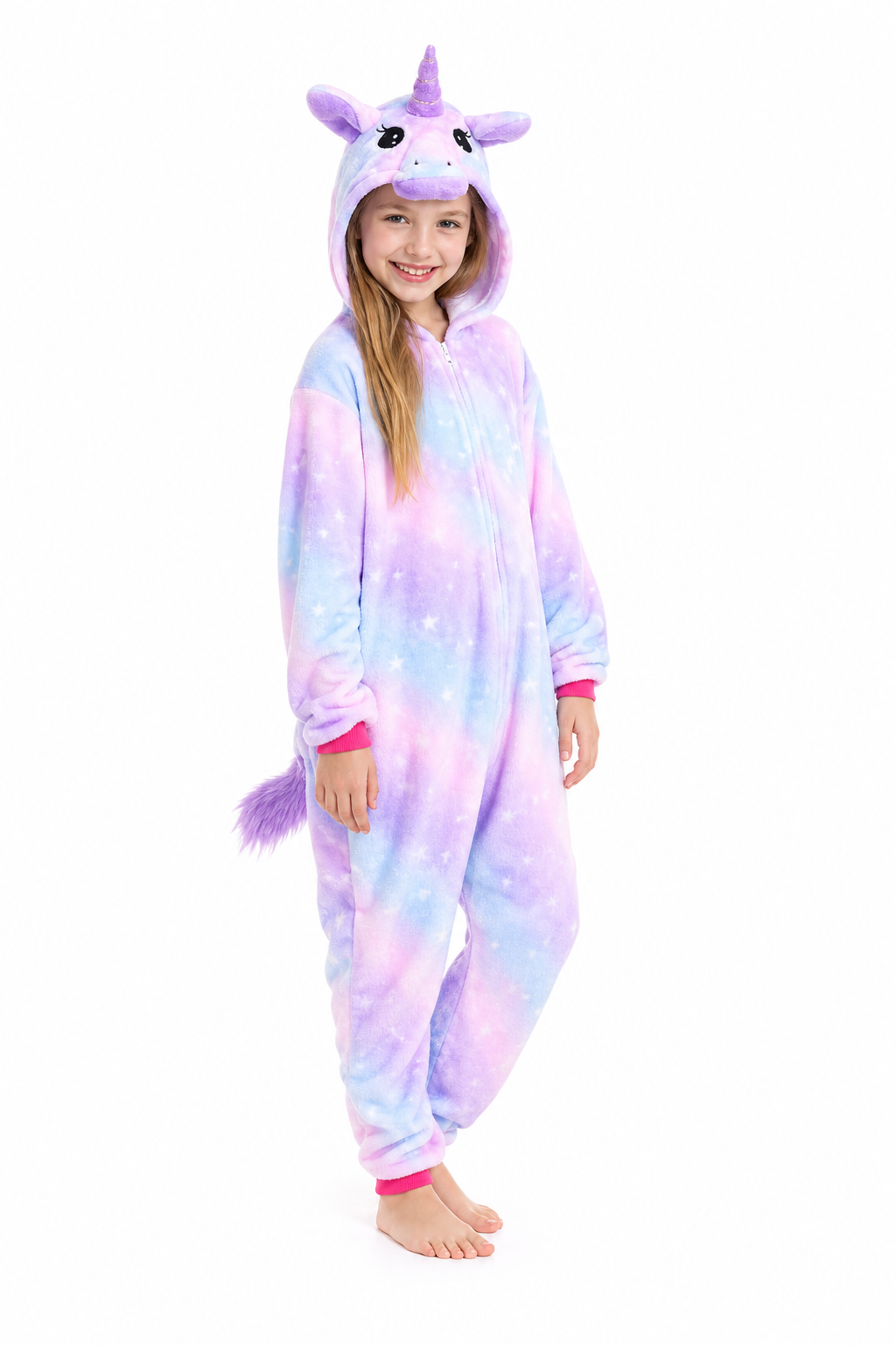 Kids' Hooded Pastel Galaxy Tie-Dye Unicorn Kigurumi Onesie - Image 3