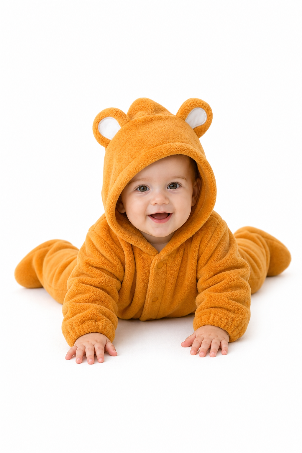 Cozy Baby Orange Plush Bear Hooded Kigurumi Onesie - Image 5