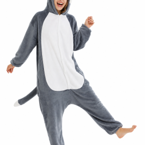 Adult Soft Grey Wolf Plush Kigurumi Onesie