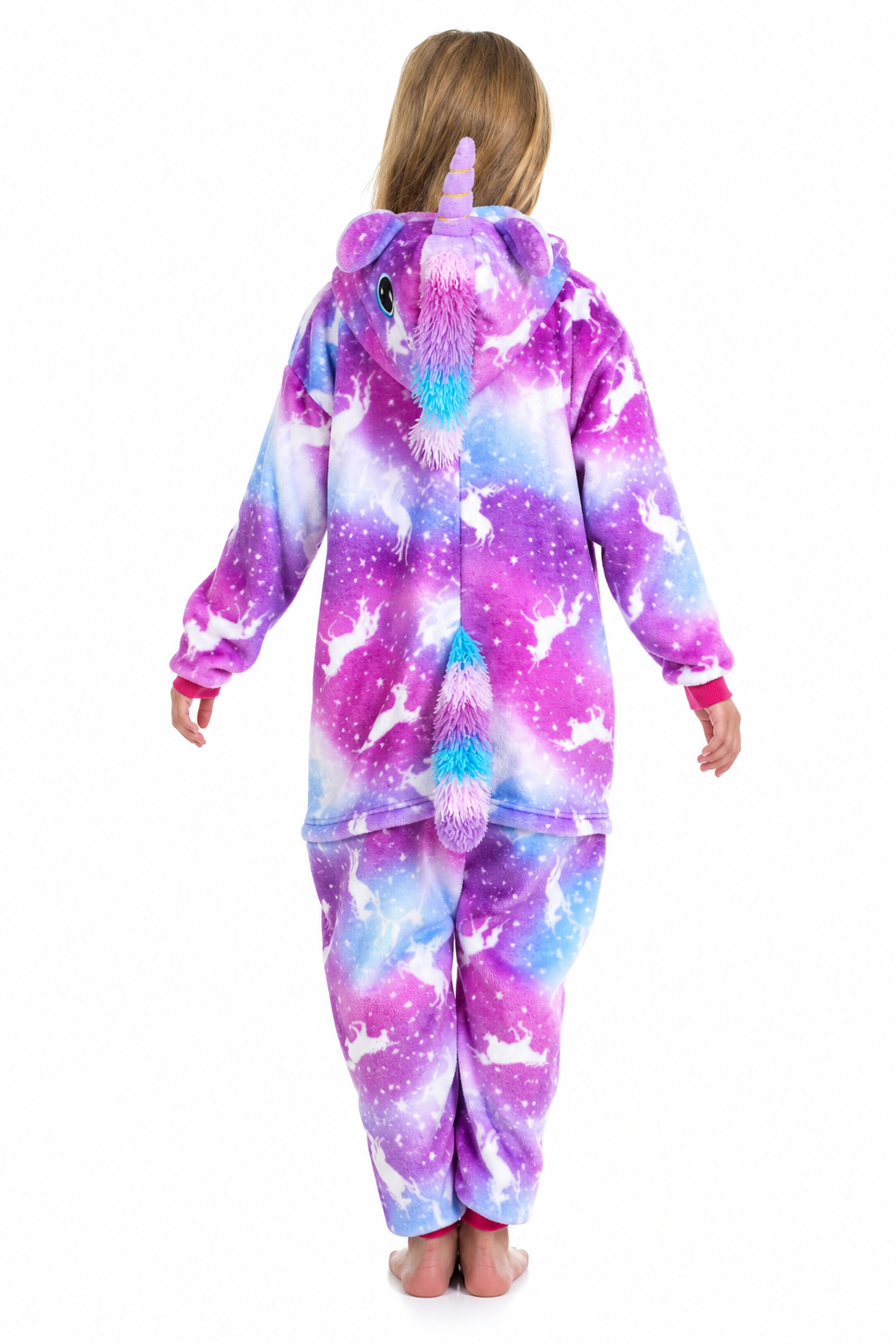 Kids' Hooded Pink and Purple Galaxy Unicorn Kigurumi Costume Onesie - Image 4