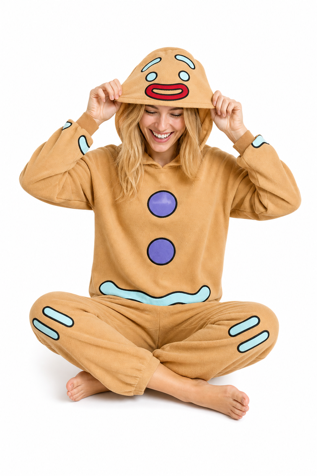 Adult Hooded Gingerbread Man Kigurumi Onesie - Image 5