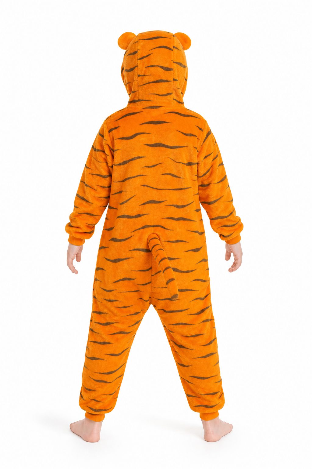 Kids' Hooded Yellow-Bellied Orange Tiger Kigurumi Costume Onesie - Image 4