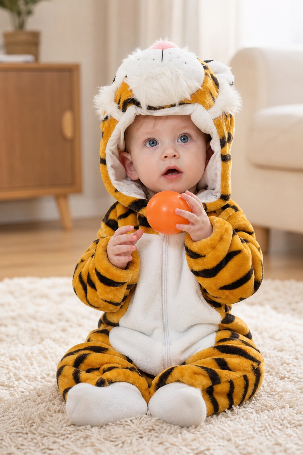 Plush Hooded Baby Tiger Costume - Image 6