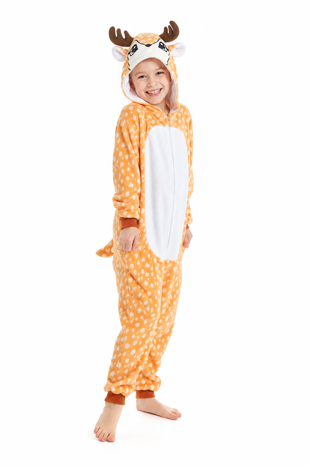 Kids' Hooded Caramel Deer Kigurumi Costume Onesie - Image 2
