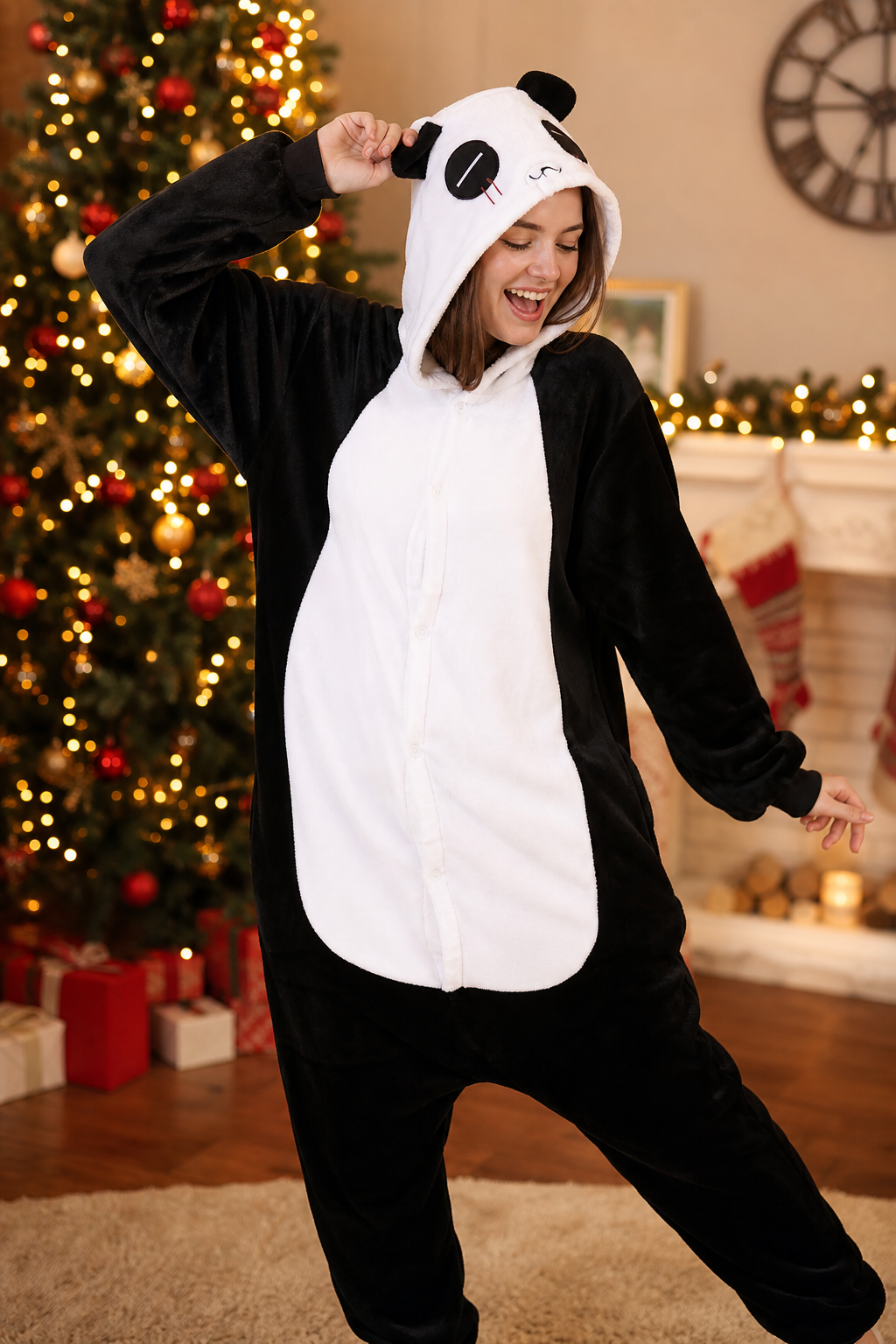Adult Black & White Panda Kigurumi Onesie - Image 6