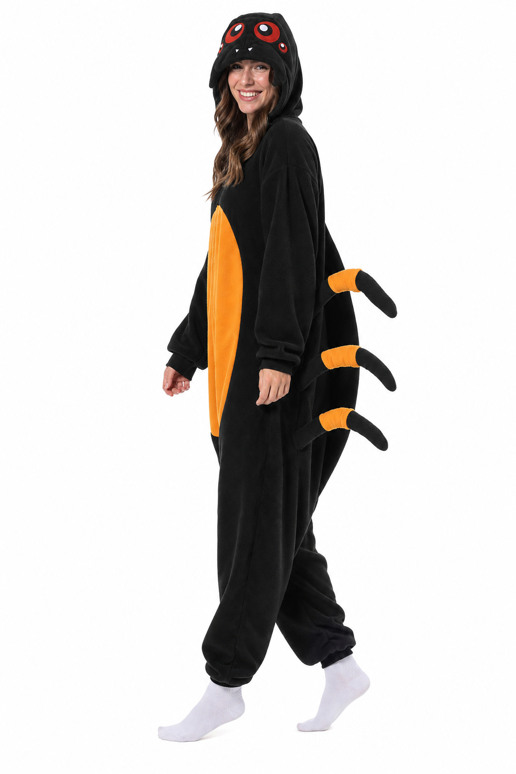 Adult Black and Orange Spider Kigurumi with Attached Legs - Image 2