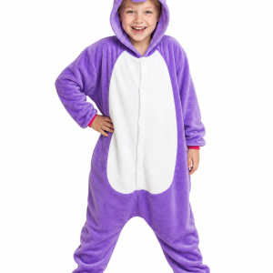 Kids' Hooded Solid Purple Unicorn Kigurumi Costume Onesie
