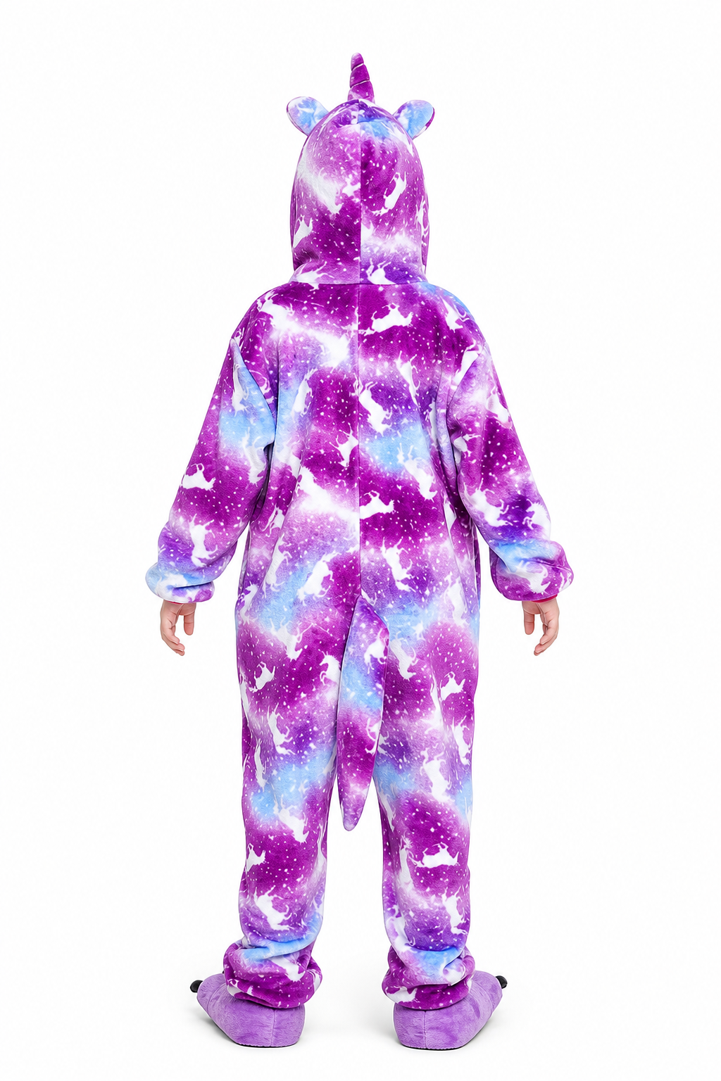 Kids' Hooded Purple Galaxy Unicorn Kigurumi Costume Onesie - Image 4