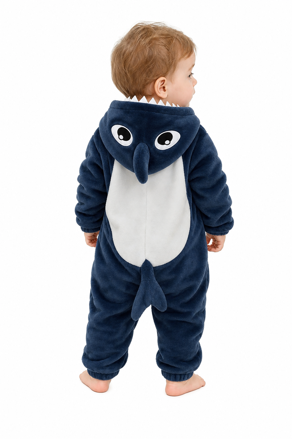 Cozy Blue Baby Plush Shark Kigurumi Onesie - Image 4