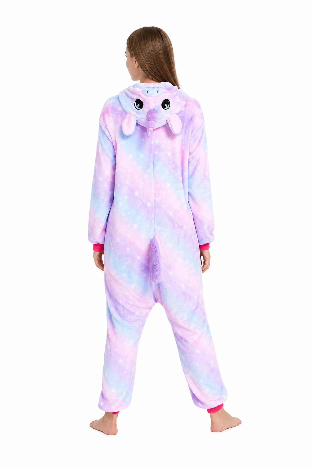 Adult Hooded Pastel Purple Starry Sky Unicorn Kigurumi Onesie - Image 4