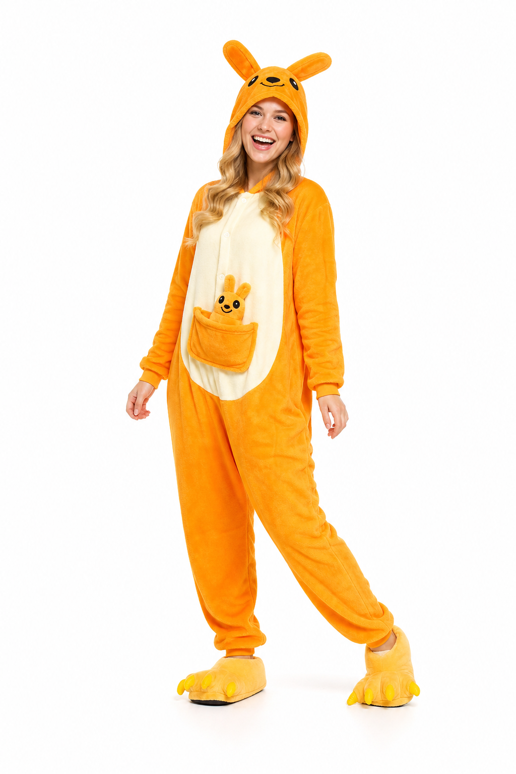 Adult Orange Kangaroo Kigurumi Onesie - Image 3