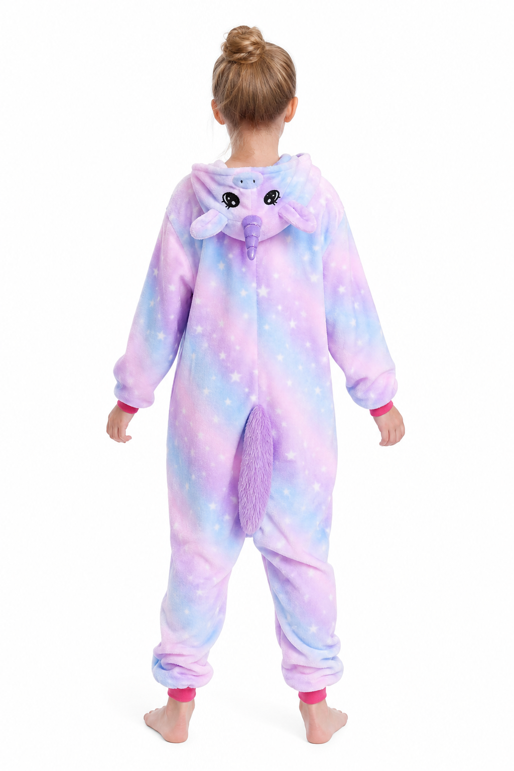 Kids' Hooded Pastel Galaxy Tie-Dye Unicorn Kigurumi Onesie - Image 4