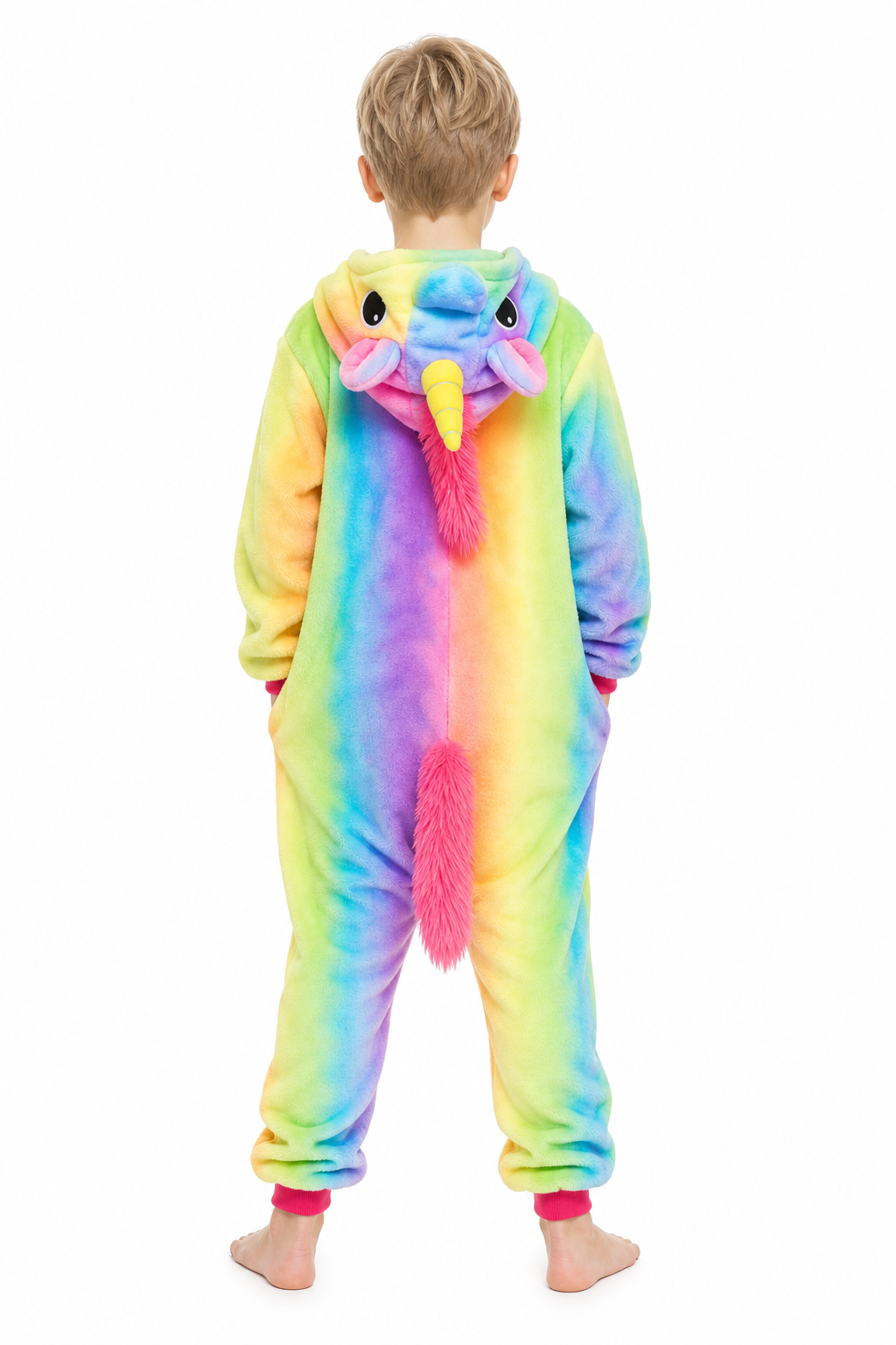 Kids' Hooded Rainbow Ombre Unicorn Kigurumi Onesie - Image 4
