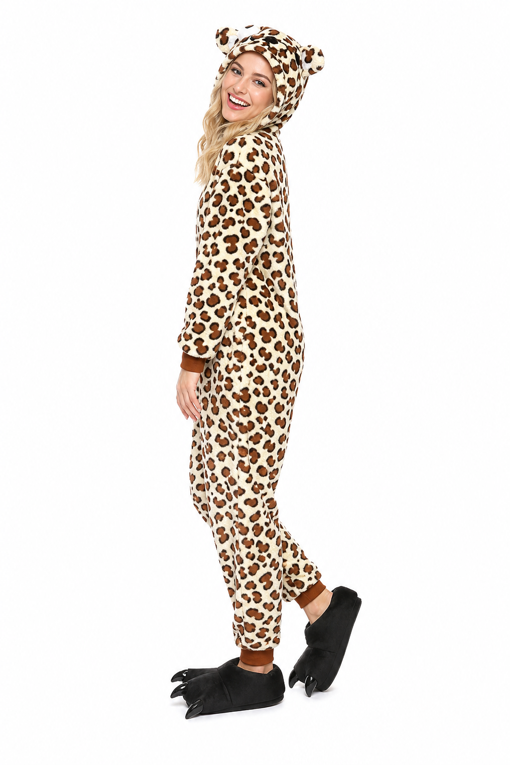 Adult Hooded Leopard Print Kigurumi Onesie - Image 2