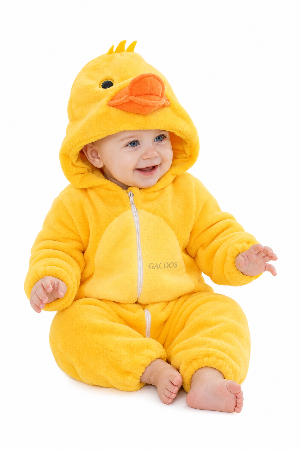 Cute Baby Yellow Duck Plush Hooded Onesie - Image 3