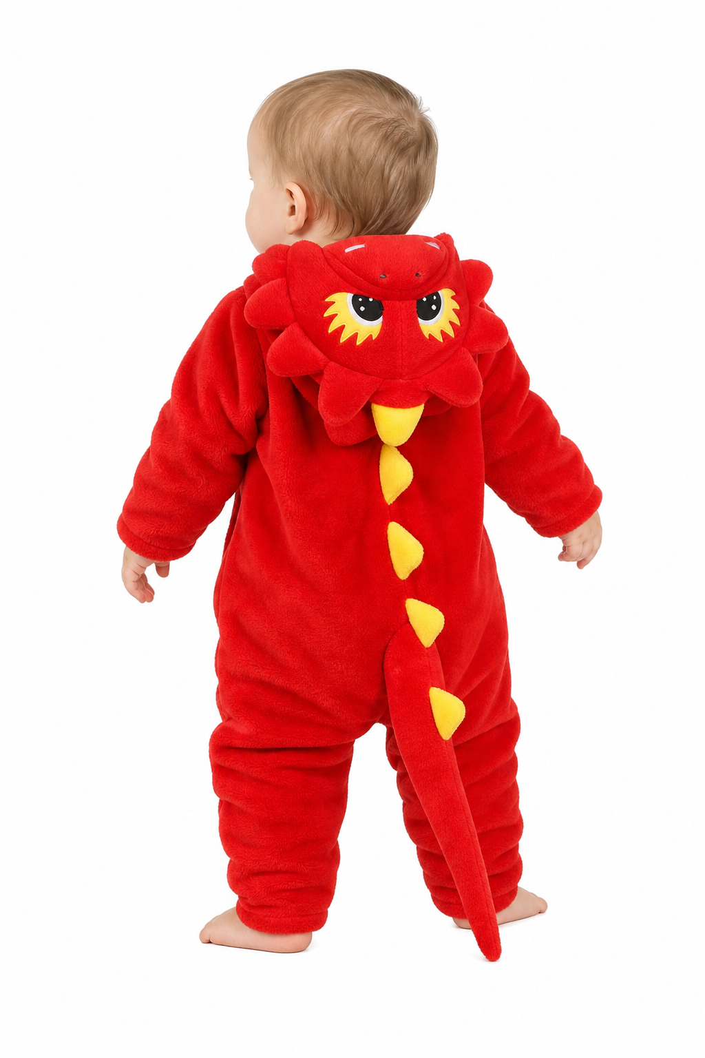 Cozy Baby Red Dragon Plush Hooded Kigurumi Onesie - Image 4