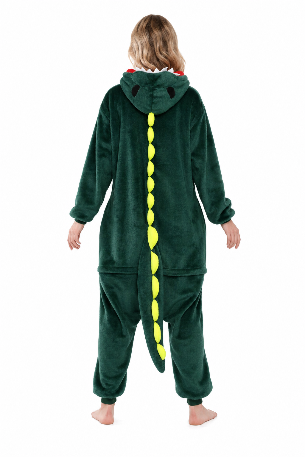 Adult Hooded Dark Green Dinosaur Kigurumi Onesie - Image 4