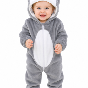 Baby Grey Koala Plush Hooded Romper