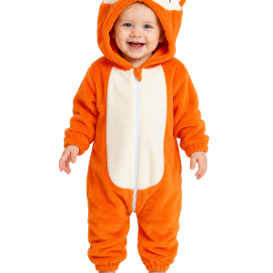 Baby Orange Plush Fox Hooded Onesie