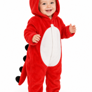 Baby Red Plush Hooded Dinosaur Costume