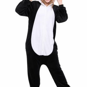 Black and White Plush Panda Kigurumi Onesie