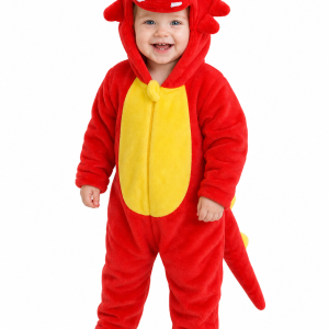 Cozy Baby Red Dragon Plush Hooded Romper
