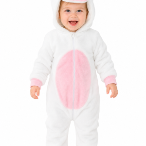 Cozy Baby White Plush Unicorn Hooded Onesie