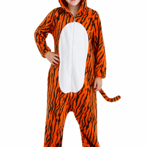 Cozy Kids' Tiger Kigurumi Jumpsuit with Tail