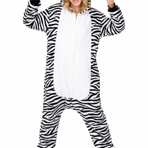 Cozy Plush Hooded Zebra Kigurumi