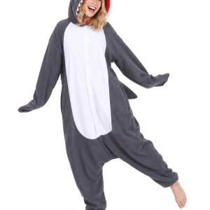 Dark Grey Fleece Shark Kigurumi Onesie