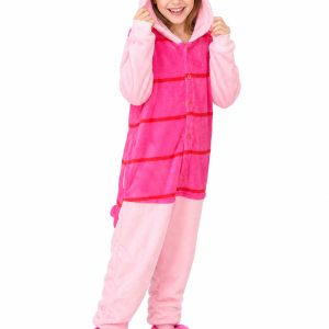 Girls' Fuchsia Pig Kigurumi Pajama & Slippers