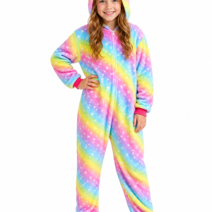 Girls' Rainbow Star Unicorn Plush Onesie
