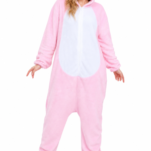 Hooded Pink Pig Plush Kigurumi with Claw Feet