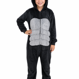 Kids Black and Grey Plush Gorilla Onesie
