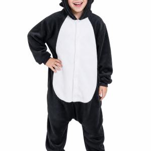 Kids' Black and White Badger Plush Onesie